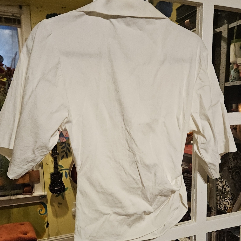 Zara Cream Blouse with Gathered Waist - Picture 2 of 4